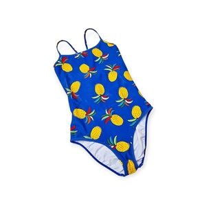 EUC Hanna Andersson Tropical Pineapples 1-PC Open-Back Swimsuit, 14-16